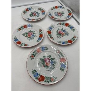 Lot 5 Rare KALOCSA Hungary Hand Painted Porcelain Wall Plate 7.75"Folklor K.F.T.